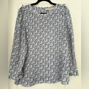 LOFT blue patterned blouse